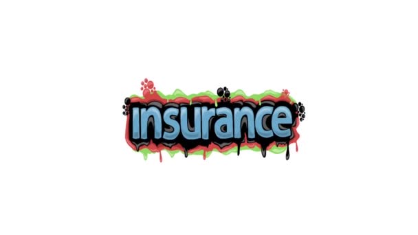 Film Animacyjny Białym Ekranem Napisany Insurance — Wideo stockowe