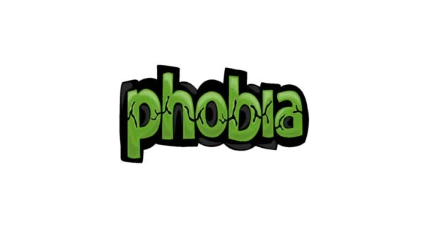 White Screen Animation Video Written Phobia — 图库视频影像