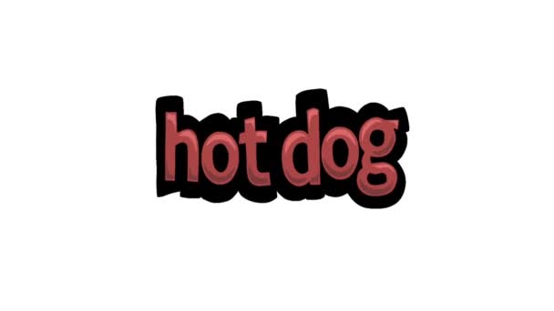 Λευκή Οθόνη Βίντεο Κινουμένων Σχεδίων Που Γράφτηκε Hot Dog — Αρχείο Βίντεο