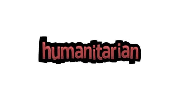 Wit Scherm Animatie Video Geschreven Humanitarian — Stockvideo