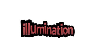 Beyaz ekran animasyon videosu ILLUMINATION yazıldı