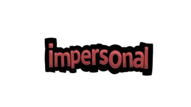 Beyaz ekran animasyon videosu IMPERSONAL yazıldı