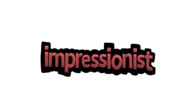 Beyaz ekran animasyon videosu IMPRESSIONIST yazıldı