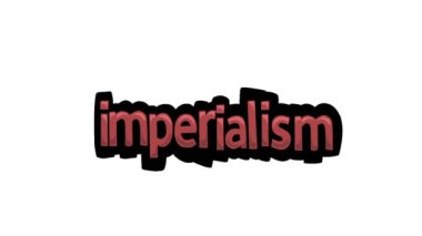 Beyaz ekran animasyon videosu IMPERIALISM yazıldı