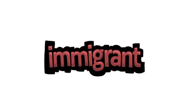 Vit Skärm Animation Video Skriven Immigrant — Stockvideo