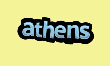 ATHENS writing vector design on a yellow background very simple and very cool