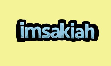 IMSAKIAH writing vector design on a yellow background very simple and very cool