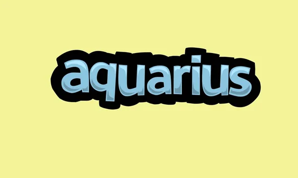 Aquarius Writing Vector Design Yellow Background Very Simple Very Cool — Stockvector