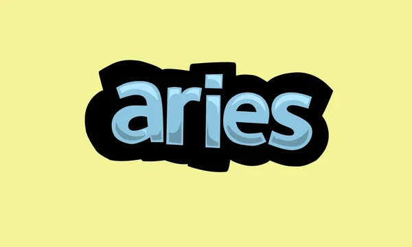 Aries Writing Vector Design Yellow Background Very Simple Very Cool — Stockvector