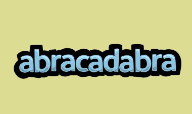 ABRACADABRA writing vector design on a yellow background very simple and very cool
