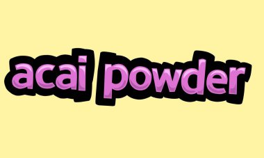 ACAI POWDER writing vector design on a yellow background very simple and very cool