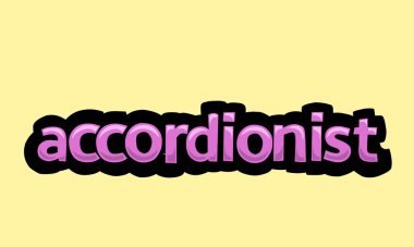 ACCORDIONIST writing vector design on a yellow background very simple and very cool