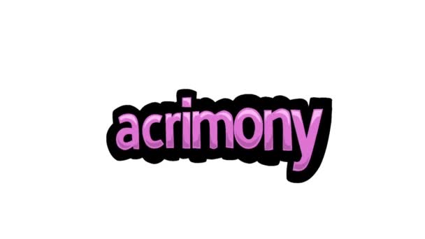 Witte Scherm Animatie Video Geschreven Acrimony — Stockvideo