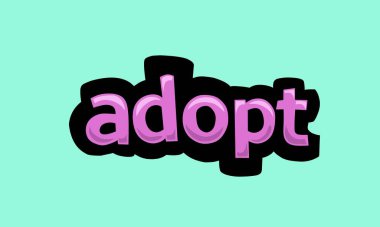 Mavi arkaplanda ADOPT vektör tasarımı çok basit ve çok havalı