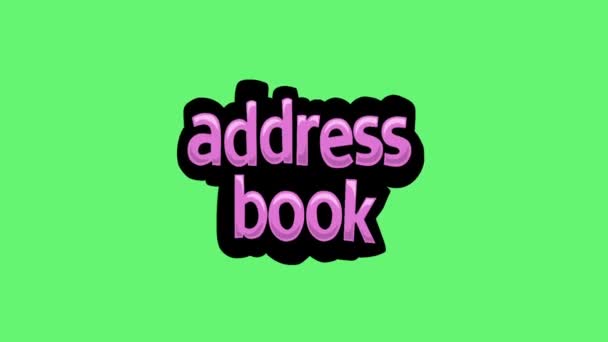 緑の画面のアニメーションビデオ書き込みアドレス帳 — ストック動画