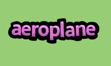 Yeşil arkaplanda AEROPLANE yazma vektör tasarımı çok basit ve çok havalı