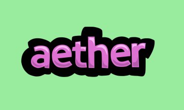 Yeşil bir arkaplanda AETHER vektör tasarımı çok basit ve çok havalı