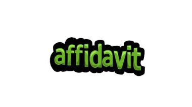 AFFIDAVIT yazılan beyaz ekran animasyon videosu