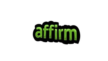AFFIRM yazılan beyaz ekran animasyon videosu