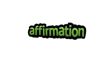AFFIRMATION yazılan beyaz ekran animasyon videosu