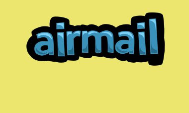 Sarı bir arkaplanda çok basit ve çok havalı bir AIRMAIL yazma vektör tasarımı