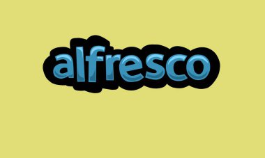 Sarı zemin üzerinde ALFRESCO yazma vektör tasarımı çok basit ve çok havalı