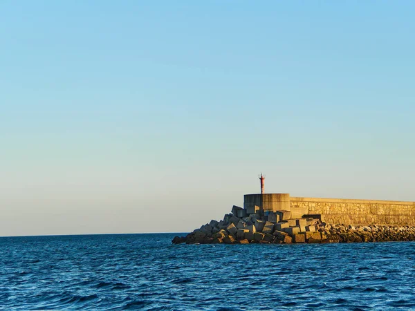 Rompeolas Mar Atardecer — Foto de Stock