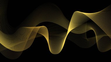 Altın parıltılı dalgalarla gösterişli siyah arkaplan