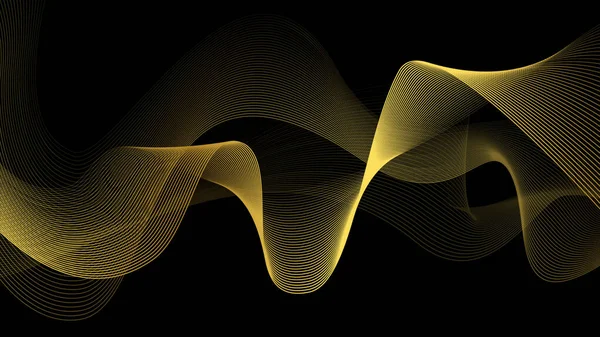 Altın parıltılı dalgalarla gösterişli siyah arkaplan