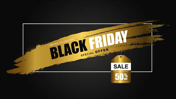 Black Friday Sale Gold Black Banner Black Friday Sale Gold — Stock Vector
