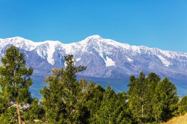 Kurai bozkırından Altai Dağları 'nın kuzey-Chuisky sırtına bakın. Batı Sibirya 'nın güneyinde, Altai Cumhuriyeti' nin Kosh-Agachsky ilçesi