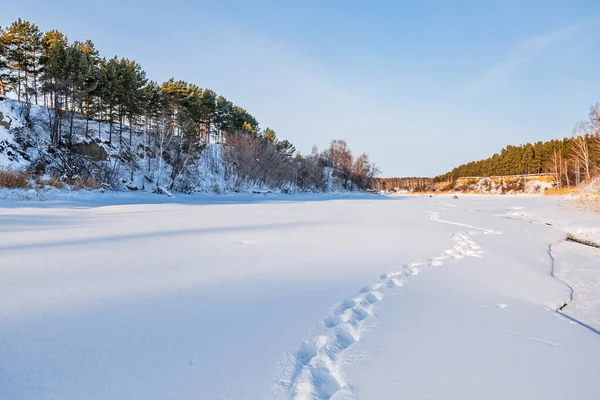 Winter Landscape River Razdelnaya River Berdsk Novosibirsk Region Western Siberia — Stock Photo, Image