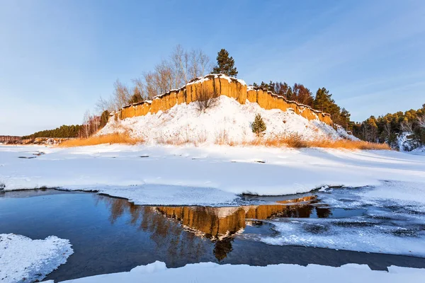 Winter Landscape River Razdelnaya River Berdsk Novosibirsk Region Western Siberia — Fotografia de Stock