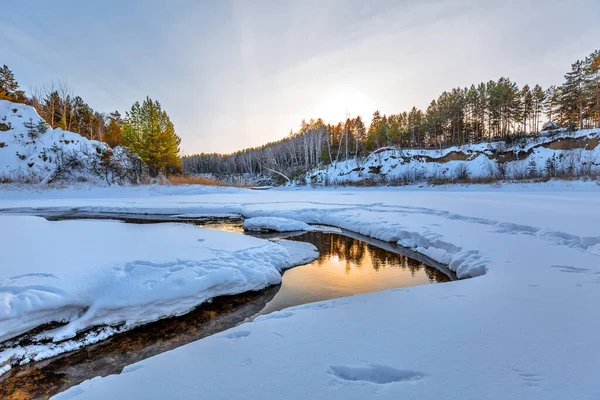 Winter Landscape River Razdelnaya River Berdsk Novosibirsk Region Western Siberia — Stockfoto