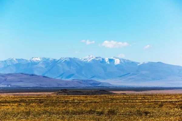 Kosh Agach村の近くにチュイ草原とアルタイ山脈 アルタイ共和国コシュ アガツキー地区シベリア — ストック写真
