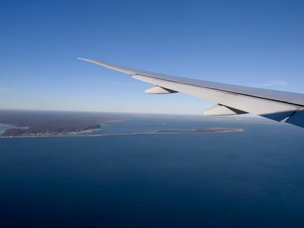 Zdjęcie Kabiny Samolotu Lądującego Międzynarodowym Lotnisku Johna Kennedy Ego Południowo — Zdjęcie stockowe