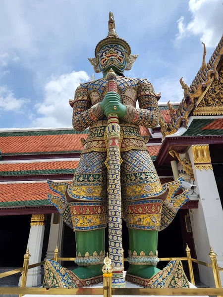 Gigante Che Custodisce Porta Del Tempio Wat Phra Kaew Settima — Foto Stock