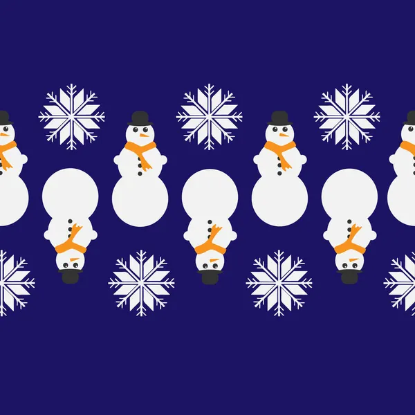 Sömlös Mönster Oändlighet Mönster Söt Jul Illustration Med Snögubbe Snöflingor — Stockfoto