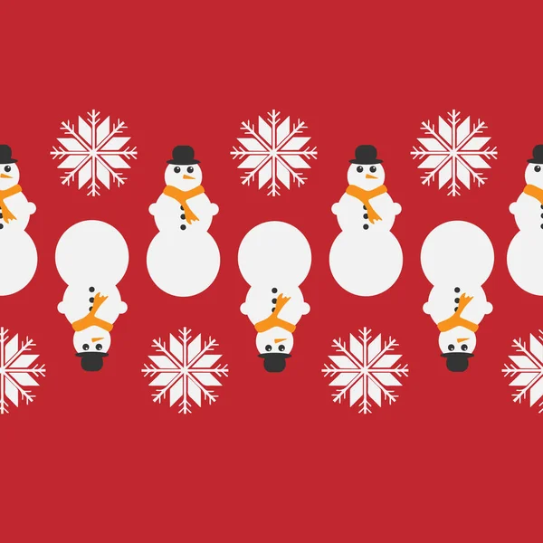 Sömlös Mönster Oändlighet Mönster Söt Jul Illustration Med Snögubbe Snöflingor — Stockfoto