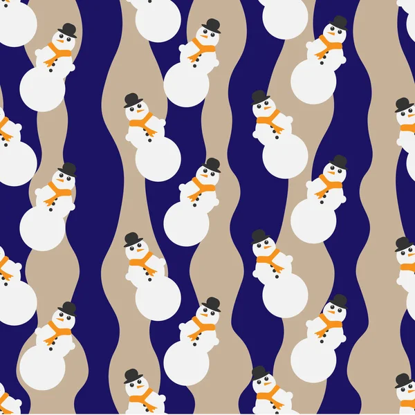 Бесшовный Узор Рисунок Бесконечности Милая Рождественская Иллюстрация Снеговиком Снежинки Снег Стоковое Изображение