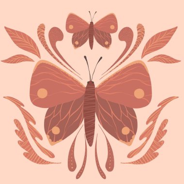 Abstract and unusual butterflies. Beautiful butterflies in retro style. Butterflies and unusual lines and patterns. Beautiful background with butterflies