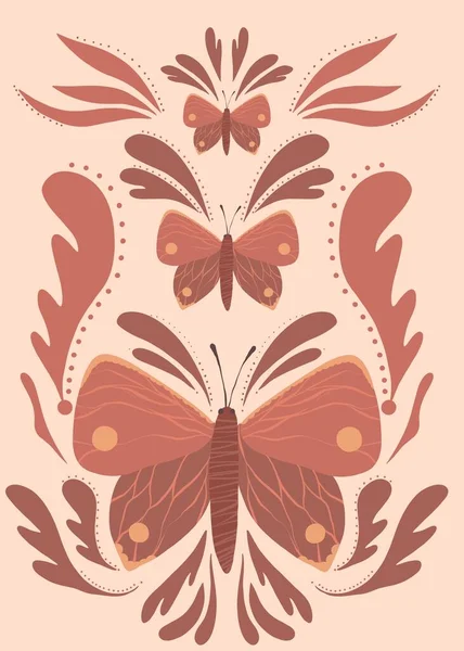 Абстрактные Необычные Бабочки Красивые Бабочки Стиле Ретро Бабочки Необычные Линии Стоковое Фото