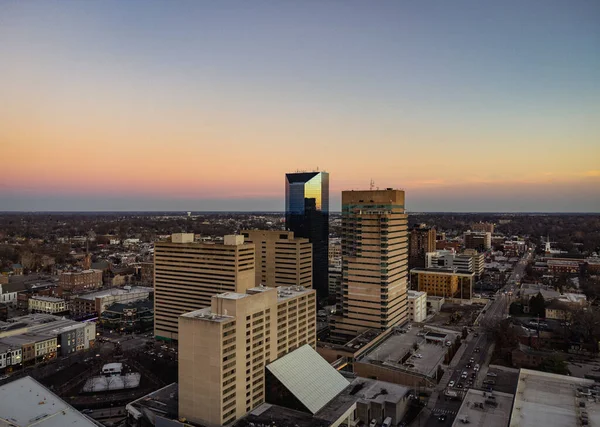 Lexington Kentucky Centro Distrito Durante Pôr Sol Refletindo Sobre Edifícios — Fotografia de Stock