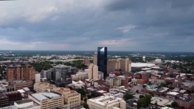 Aerial view of business and finance office buildings in downtown district of Lexington, Kentucky