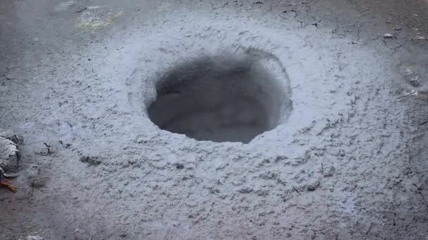 Bubbling Mud Holes Surrounded Bright Yellow Grounds Hverir Geothermal Area — Stock Video