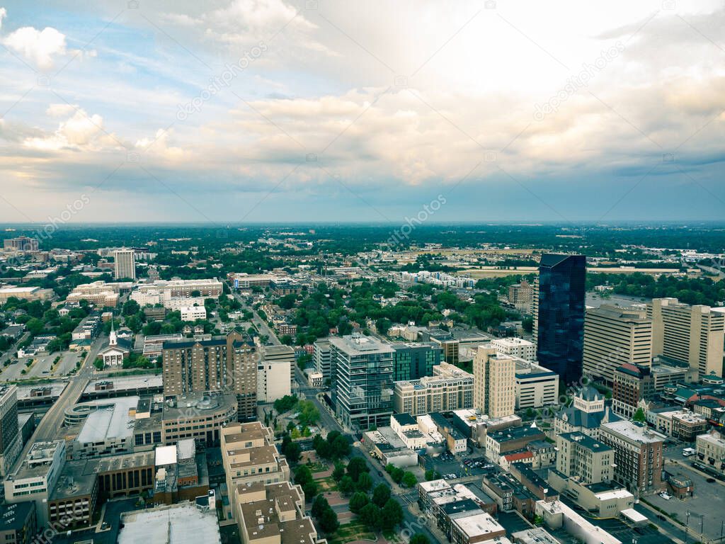 Downtown Lexington, KY and University of Kentucky campus from the air