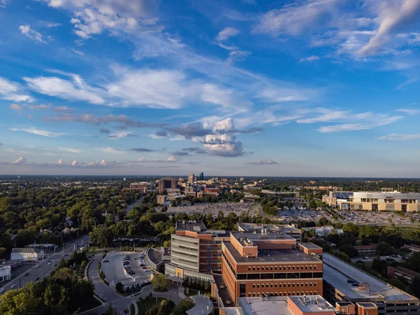 Distante Vista Drone Lexington Distrito Baixa Edifício Hospitalar Campus Universidade — Fotografia de Stock