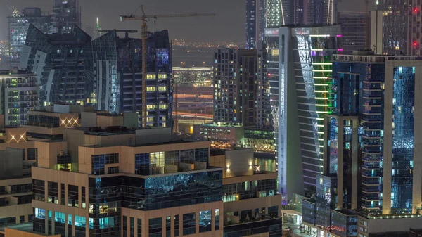 Bay Square Distrito Noite Timelapse Uso Misto Edifícios Escritórios Complexos — Fotografia de Stock