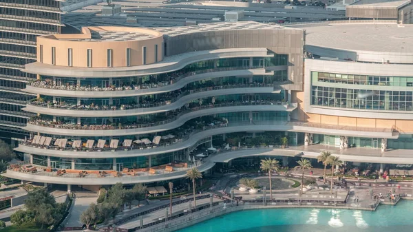 Зовнішній Торговий Центр Кофеями Ресторанами Timelapse Дубаї Єднані Арабські Емірати — стокове фото