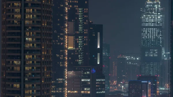 Cranes Working Modern Constraction Site Works New Skyscraper Timelapse Windows — Stock Photo, Image